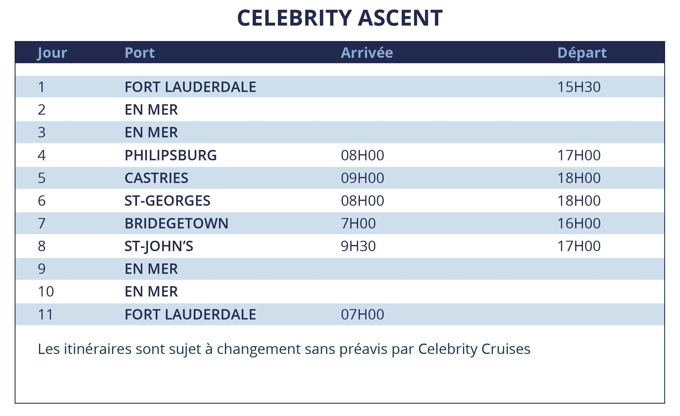 Itinéraire croisière accompagnée en français Celebrity