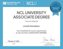 Certificat NCL University Associate Degree de Louise Rousseau