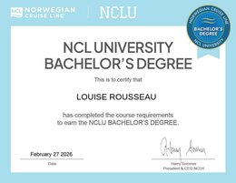 Certificat NCL University Bachelor's Degree de Louise Rousseau